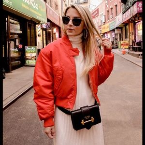 Maje x Schott Cropped Reversible Bomber Jacket, $495 size 36